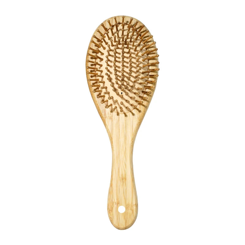 Bamboo Hair Brush - Natural Wooden Anti-Static Comb & Scalp Massager, Air Cushion Design for Detangling (Women/Men)