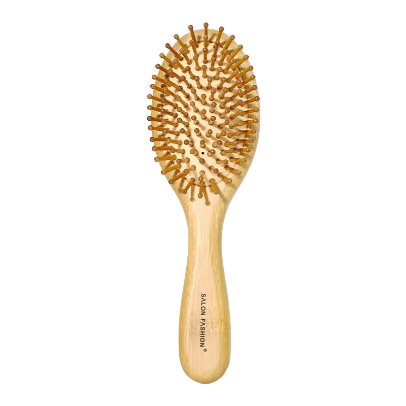 Bamboo Hair Brush - Natural Wooden Anti-Static Comb & Scalp Massager, Air Cushion Design for Detangling (Women/Men)
