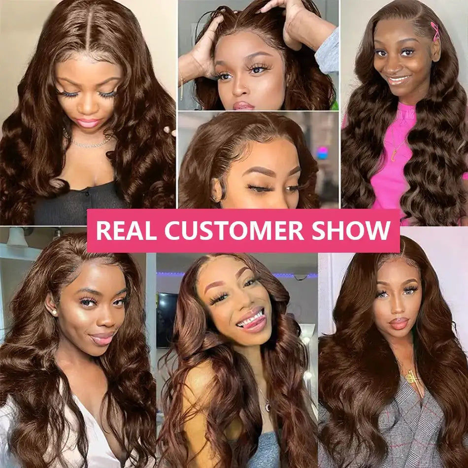 Chocolate Brown 13x4 Body Wave Lace Front Wigs Brown HD 13x6 Lace Frontal Wigs For Women 100% Human Hair Pre Plucked Brazilian