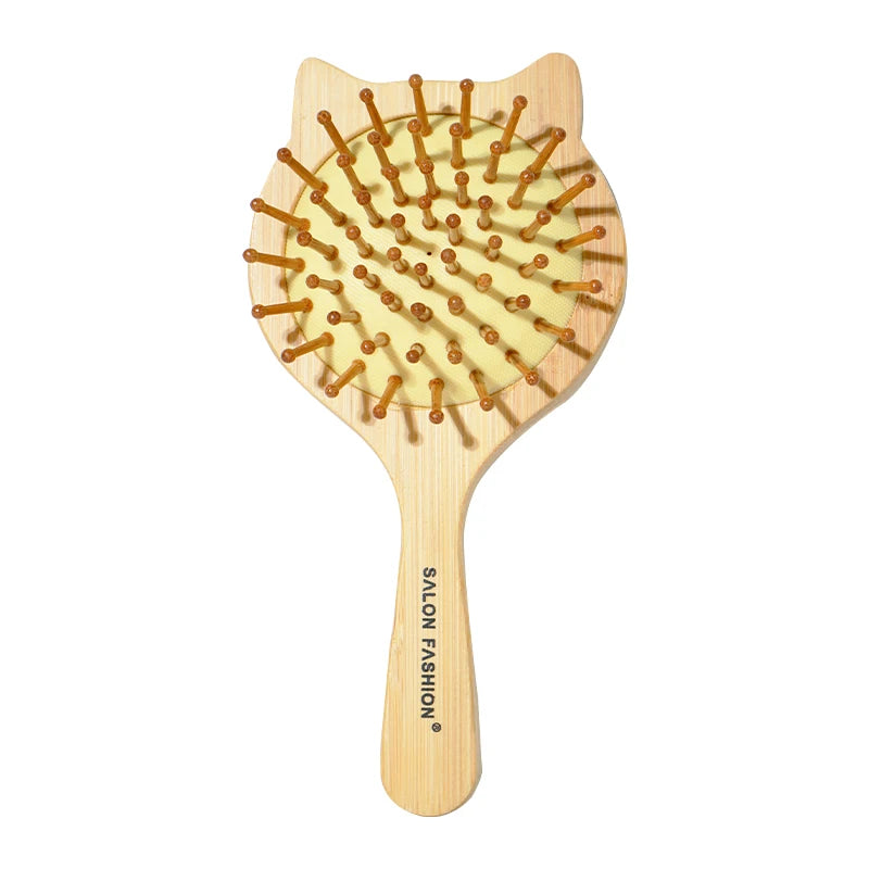 Bamboo Hair Brush - Natural Wooden Anti-Static Comb & Scalp Massager, Air Cushion Design for Detangling (Women/Men)