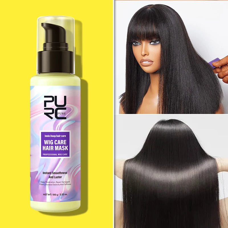 PURC Argan Oil Hair Mask Wig Care Products for Human Hair Repair Damaged Smoothing Wig Hair Care for Women 100ml/3.53 oz.