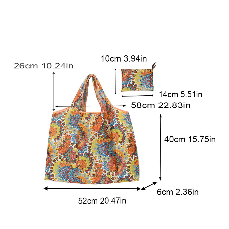 Large Capacity Foldable Portable Supermarket Environmentally Friendly Shopping Grocery Bag, Waterproof Shoulder Storage Bag