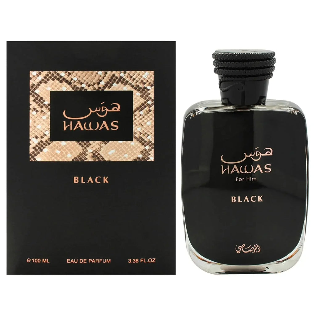 Hawas Black for Men - A Mysterious Noir Scent, Intense & Alluring Fragrance with Dark Accords, 3.4 oz