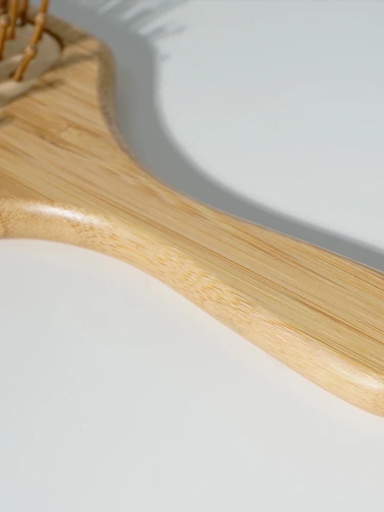Bamboo Hair Brush - Natural Wooden Anti-Static Comb & Scalp Massager, Air Cushion Design for Detangling (Women/Men)