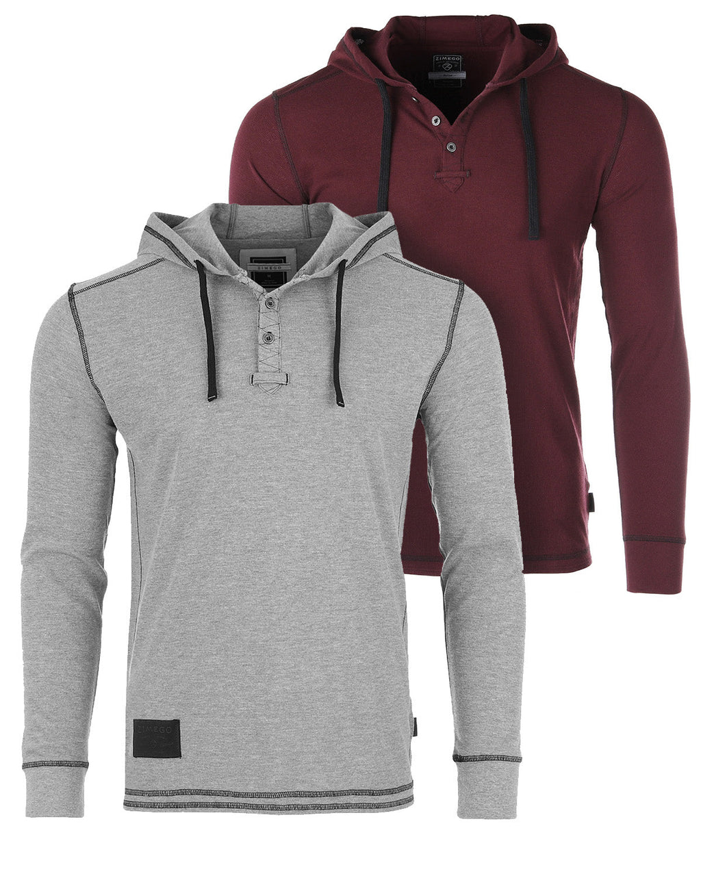 Vintage Thermal Long Sleeve Lightweight Fashion Hooded Henley - Curated Sparkle Parlor