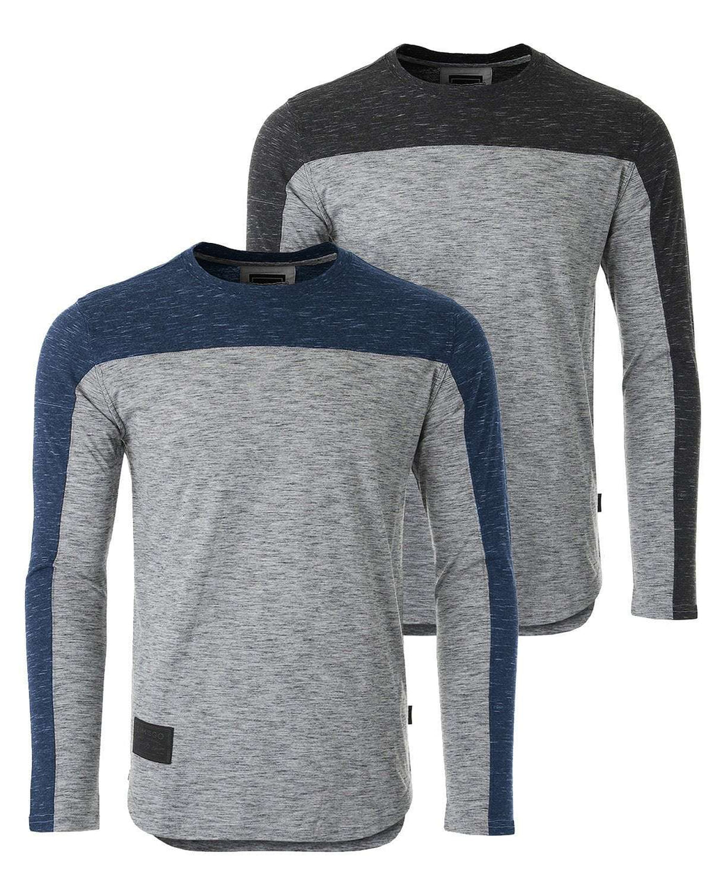 Athletic Color Block Long Sleeve Curved Hemline Casual Shirt - Curated Sparkle Parlor