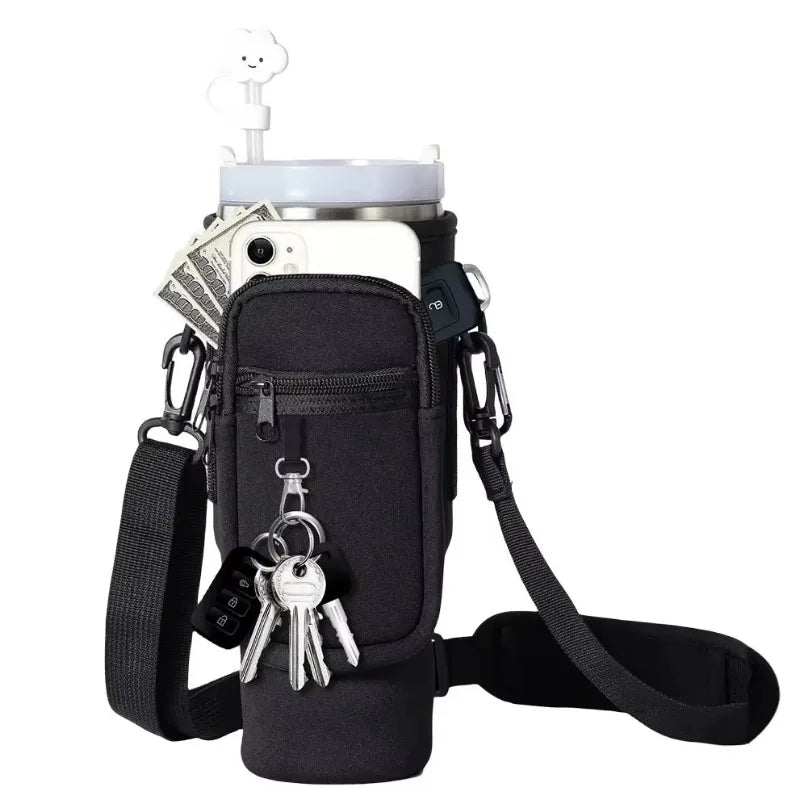40oz Neoprene Water Bottle Carrier Bag with Adjustable Shoulder Strap Water Bottle Holder Pouch For Stanley Quencher Cup Sleeve - Curated Sparkle Parlor