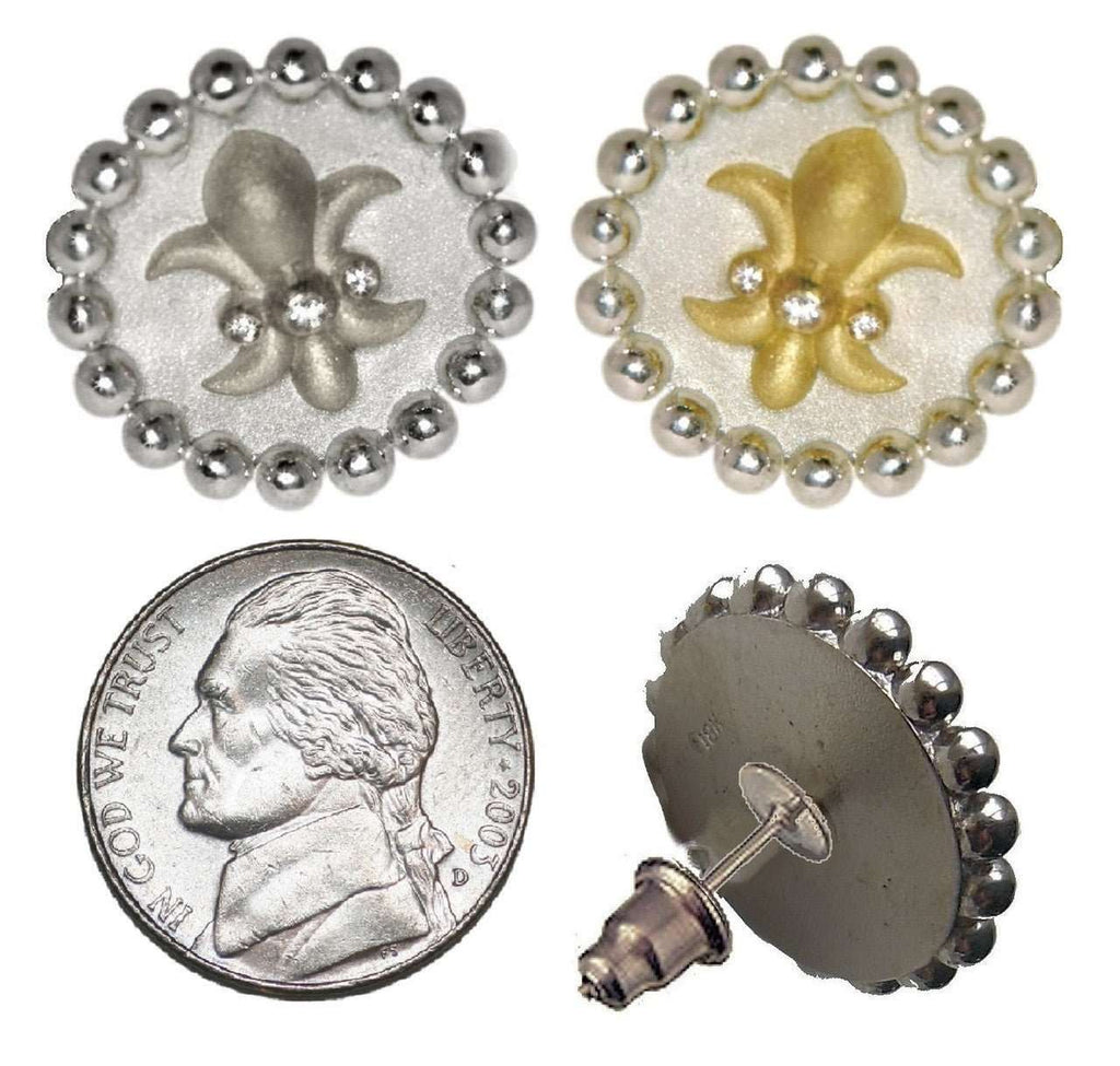 Fleur De Lis Tuxedo Shirt Studs: Diamonds in Sterling Silver - Curated Sparkle Parlor