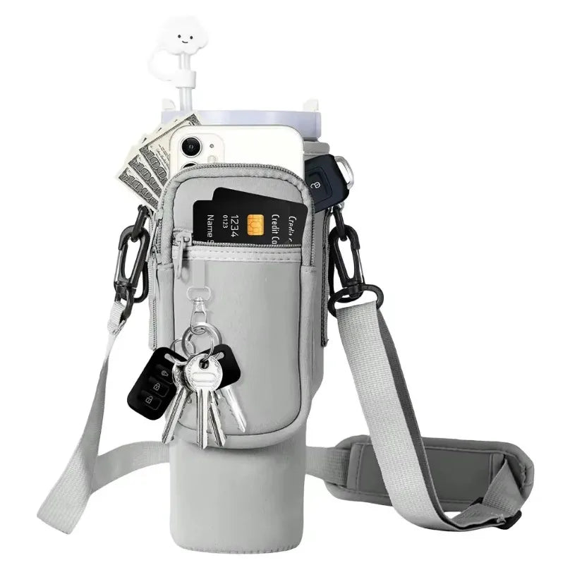 40oz Neoprene Water Bottle Carrier Bag with Adjustable Shoulder Strap Water Bottle Holder Pouch For Stanley Quencher Cup Sleeve - Curated Sparkle Parlor