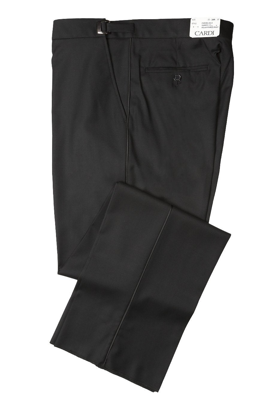 "Anthony" Black Vitale Barberis Italian Wool Tuxedo Pants - Curated Sparkle Parlor