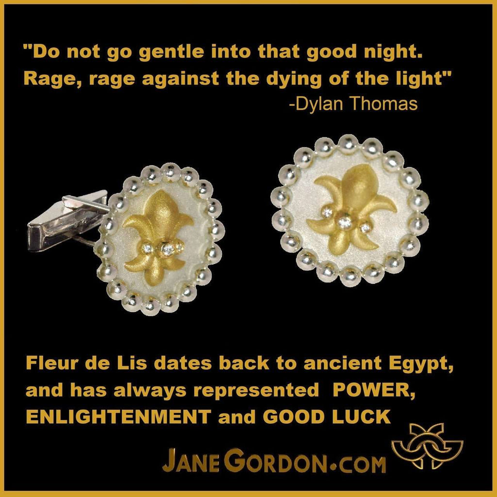 Fleur De Lis Tuxedo Shirt Studs: Diamonds in Sterling Silver - Curated Sparkle Parlor