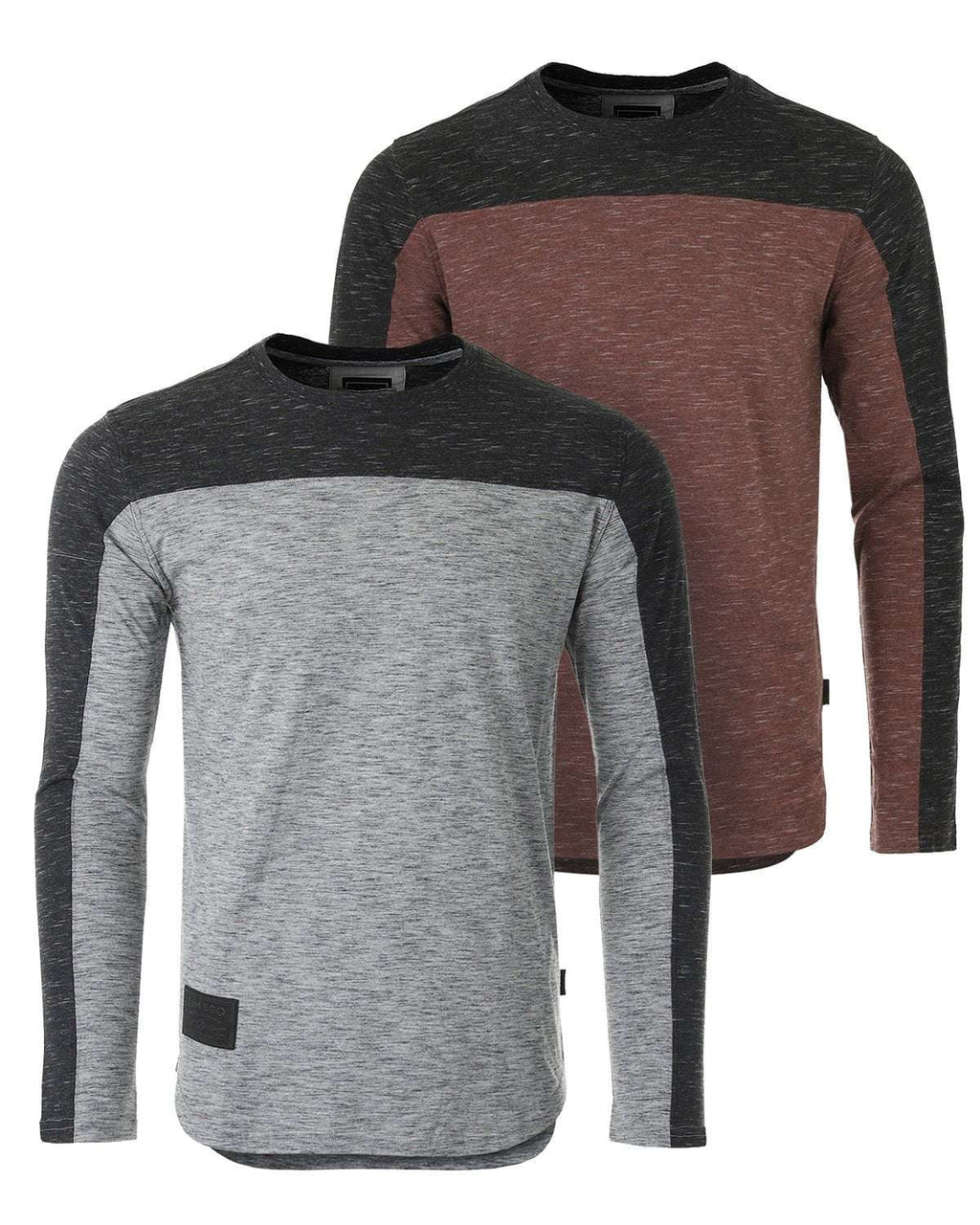 Athletic Color Block Long Sleeve Curved Hemline Casual Shirt - Curated Sparkle Parlor