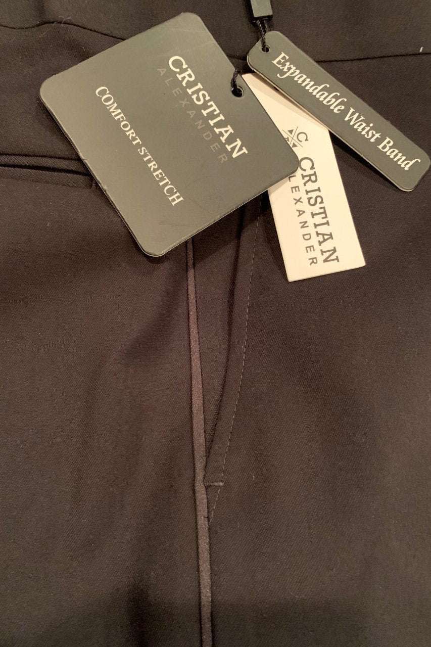 "Austin" Black Performance Stretch Tuxedo Pants - Curated Sparkle Parlor