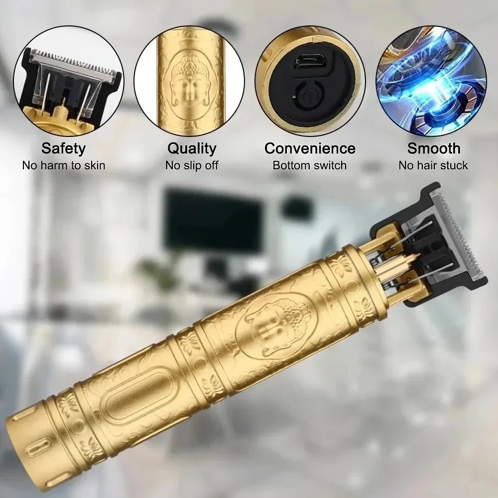 Vintage Hair Clipper Cordless Trimmer portable USB Fast Charging Hair Cut Machine Electric Shaver - Curated Sparkle Parlor