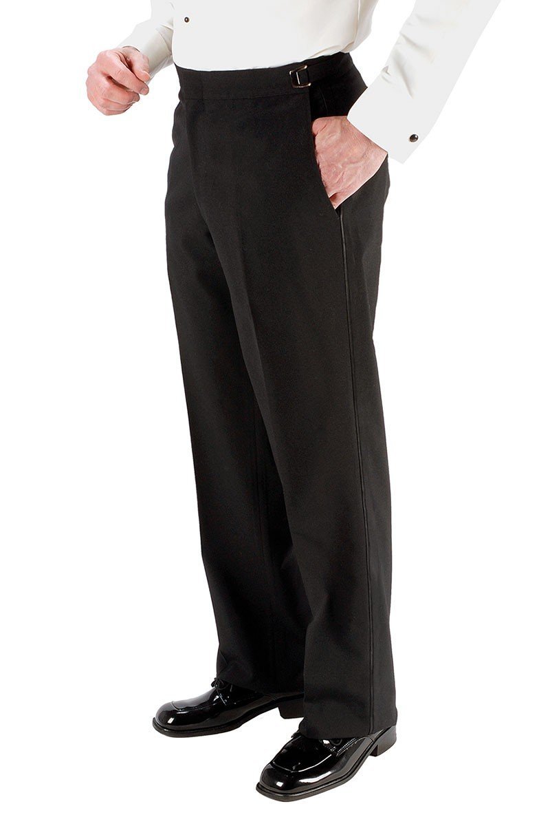 "Anthony" Black Vitale Barberis Italian Wool Tuxedo Pants - Curated Sparkle Parlor