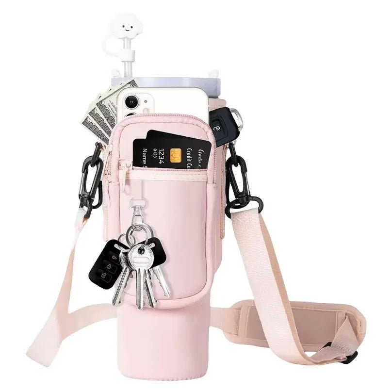 40oz Neoprene Water Bottle Carrier Bag with Adjustable Shoulder Strap Water Bottle Holder Pouch For Stanley Quencher Cup Sleeve - Curated Sparkle Parlor