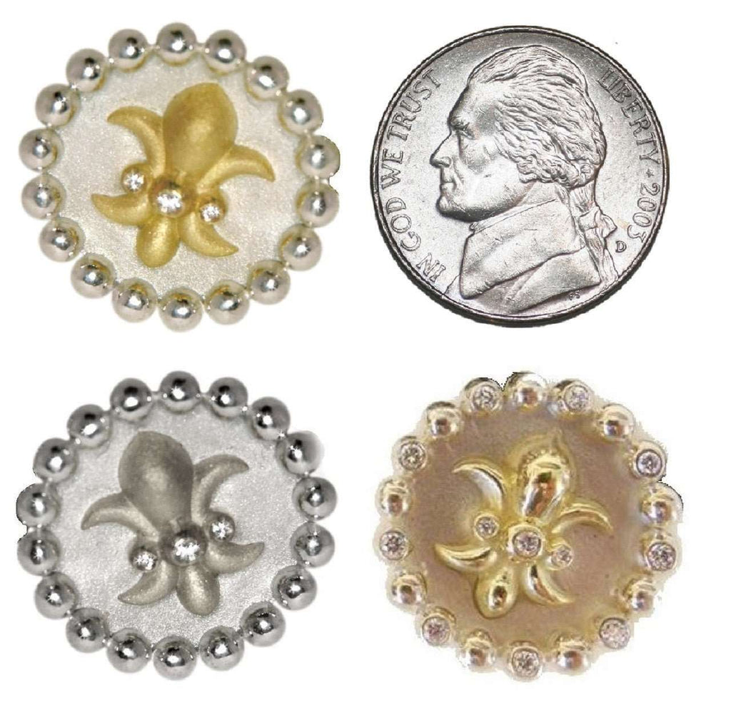 Fleur De Lis Tuxedo Shirt Studs: Diamonds in Sterling Silver - Curated Sparkle Parlor